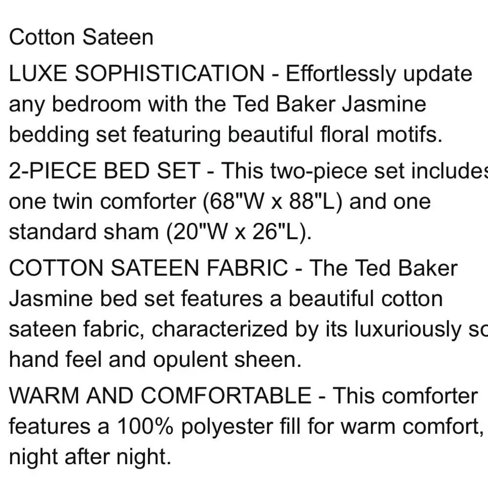 Ted Baker Jasmine 2 Piece Twin Comforter Set